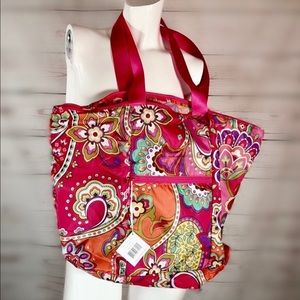 Vera Bradley Pink Swirls Nylon Tote Bag - 14x22